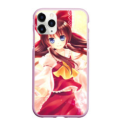 Чехол iPhone 11 Pro матовый Touhou Project Рейму улыбается, цвет: 3D-розовый