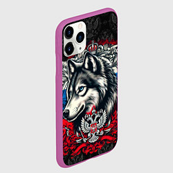 Чехол iPhone 11 Pro матовый Русский волк и герб России, цвет: 3D-фиолетовый — фото 2