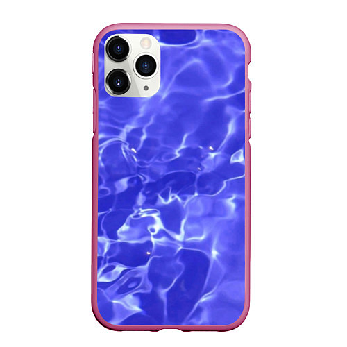 Чехол iPhone 11 Pro матовый Синяя вода текстура / 3D-Малиновый – фото 1