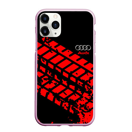 Чехол iPhone 11 Pro матовый AUDI краски текстура шины / 3D-Розовый – фото 1