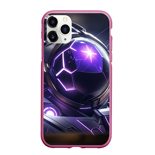 Чехол iPhone 11 Pro матовый Чероно фиолетовый киборг / 3D-Малиновый – фото 1