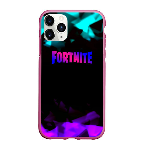 Чехол iPhone 11 Pro матовый Fortnite neon geometry / 3D-Малиновый – фото 1