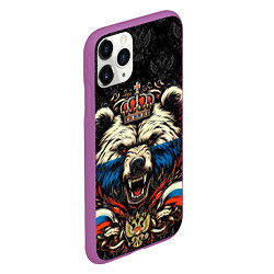 Чехол iPhone 11 Pro матовый Русский медведь с короной, цвет: 3D-фиолетовый — фото 2