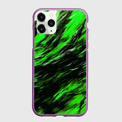 Чехол iPhone 11 Pro матовый Чёрная и зелёная буря, цвет: 3D-фиолетовый