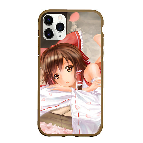 Чехол iPhone 11 Pro матовый Touhou Project Рейму милая / 3D-Коричневый – фото 1