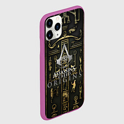 Чехол iPhone 11 Pro матовый Assassins истоки иероглифы, цвет: 3D-фиолетовый — фото 2