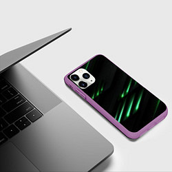 Чехол iPhone 11 Pro матовый Спортивный черно-зеленый стиль, цвет: 3D-фиолетовый — фото 2