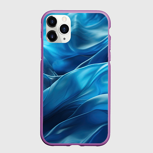 Чехол iPhone 11 Pro матовый Синие абстрактные волны / 3D-Фиолетовый – фото 1