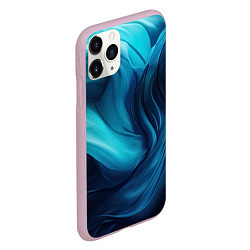Чехол iPhone 11 Pro матовый Синяя абстракция в виде волн, цвет: 3D-розовый — фото 2
