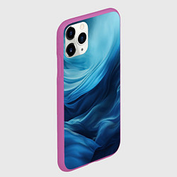 Чехол iPhone 11 Pro матовый Синяя абстрактный дымчатый волнистый шёлк, цвет: 3D-фиолетовый — фото 2