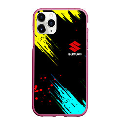 Чехол iPhone 11 Pro матовый Suzuki краски абстрактные, цвет: 3D-малиновый