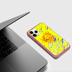 Чехол iPhone 11 Pro матовый Cyberpunk logo winter, цвет: 3D-малиновый — фото 2