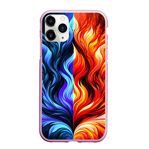 Чехол iPhone 11 Pro матовый Два огня / 3D-Розовый – фото 1