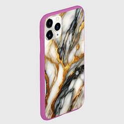 Чехол iPhone 11 Pro матовый Мрамор - текстура, цвет: 3D-фиолетовый — фото 2