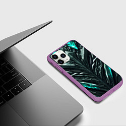 Чехол iPhone 11 Pro матовый Зелёная малахитовая броня, цвет: 3D-фиолетовый — фото 2