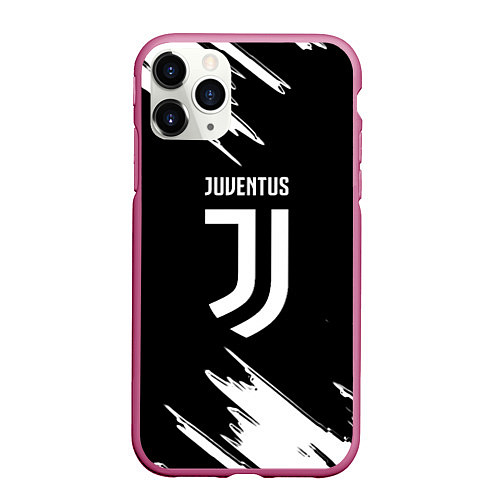 Чехол iPhone 11 Pro матовый Juventus краски текстура / 3D-Малиновый – фото 1