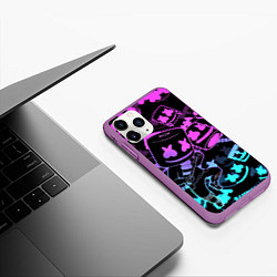 Чехол iPhone 11 Pro матовый Marshmello neon pattern, цвет: 3D-фиолетовый — фото 2