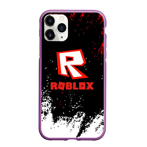 Чехол iPhone 11 Pro матовый Roblox текстура мобайл / 3D-Фиолетовый – фото 1