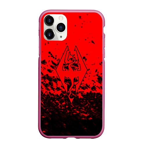 Чехол iPhone 11 Pro матовый The elder scrolls краски / 3D-Малиновый – фото 1