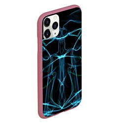 Чехол iPhone 11 Pro матовый Мягкие абстрактные симметричные линии, цвет: 3D-малиновый — фото 2