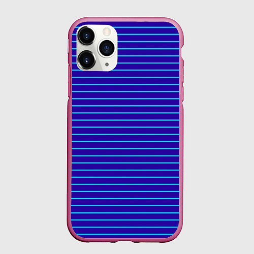 Чехол iPhone 11 Pro матовый Неоновые линии циан на темно синем / 3D-Малиновый – фото 1