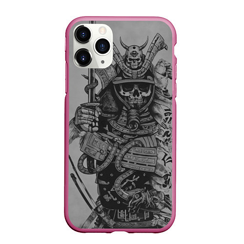 Чехол iPhone 11 Pro матовый Demonic samurai / 3D-Малиновый – фото 1