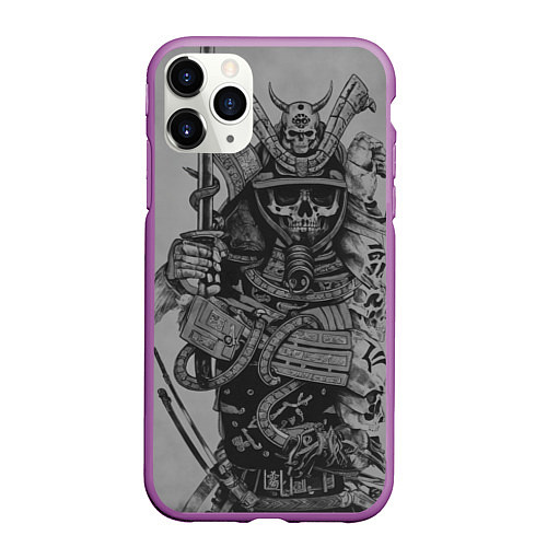 Чехол iPhone 11 Pro матовый Demonic samurai / 3D-Фиолетовый – фото 1