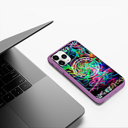 Чехол iPhone 11 Pro матовый Шри янтра, цвет: 3D-фиолетовый — фото 2