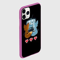 Чехол iPhone 11 Pro матовый Лисья геймерская любовь, цвет: 3D-фиолетовый — фото 2