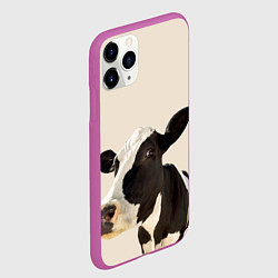 Чехол iPhone 11 Pro матовый Корова на бежевом фоне, цвет: 3D-фиолетовый — фото 2