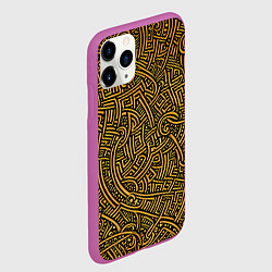 Чехол iPhone 11 Pro матовый Золотые узоры на черном фоне, цвет: 3D-фиолетовый — фото 2