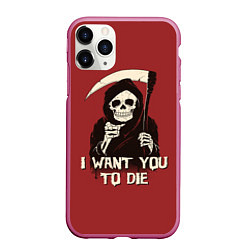 Чехол iPhone 11 Pro матовый I want you to die, цвет: 3D-малиновый