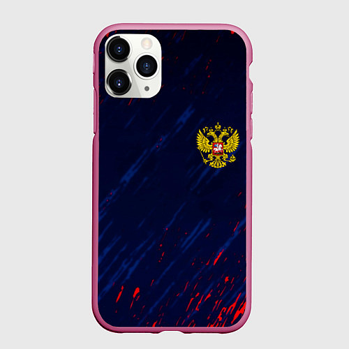 Чехол iPhone 11 Pro матовый Россия краски текстура / 3D-Малиновый – фото 1