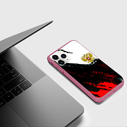 Чехол iPhone 11 Pro матовый Россия краски абстракция, цвет: 3D-малиновый — фото 2