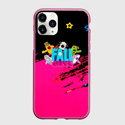 Чехол iPhone 11 Pro матовый Fall Guys kids color / 3D-Малиновый – фото 1