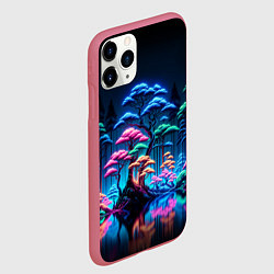 Чехол iPhone 11 Pro матовый Неоновый лес - нейросеть, цвет: 3D-малиновый — фото 2