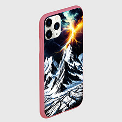 Чехол iPhone 11 Pro матовый Молнии и горы, цвет: 3D-малиновый — фото 2