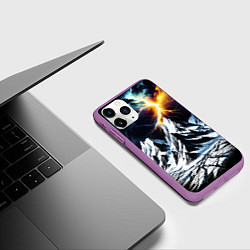 Чехол iPhone 11 Pro матовый Молнии и горы, цвет: 3D-фиолетовый — фото 2