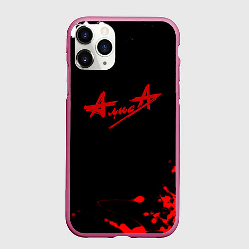 Чехол iPhone 11 Pro матовый Алиса краски текстура рок / 3D-Малиновый – фото 1