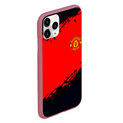 Чехол iPhone 11 Pro матовый Manchester United colors sport, цвет: 3D-малиновый — фото 2