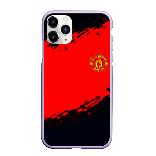 Чехол iPhone 11 Pro матовый Manchester United colors sport / 3D-Светло-сиреневый – фото 1