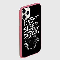 Чехол iPhone 11 Pro матовый Поесть - поспать - повторить, цвет: 3D-малиновый — фото 2