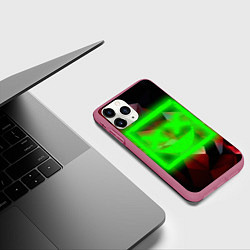 Чехол iPhone 11 Pro матовый Неоновый квадрат, цвет: 3D-малиновый — фото 2