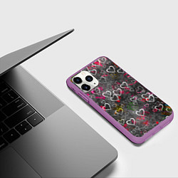 Чехол iPhone 11 Pro матовый Серое сердце, цвет: 3D-фиолетовый — фото 2
