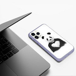 Чехол iPhone 11 Pro матовый Love panda, цвет: 3D-светло-сиреневый — фото 2