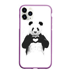 Чехол iPhone 11 Pro матовый Panda love, цвет: 3D-фиолетовый