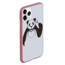 Чехол iPhone 11 Pro матовый Panda love art, цвет: 3D-малиновый — фото 2