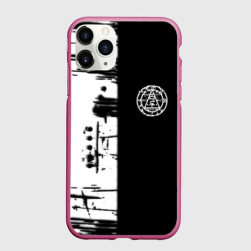 Чехол iPhone 11 Pro матовый Silent hill краски текстура гейм / 3D-Малиновый – фото 1
