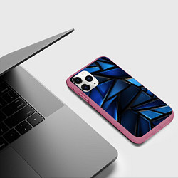 Чехол iPhone 11 Pro матовый Синие объемные геометрические объекты, цвет: 3D-малиновый — фото 2