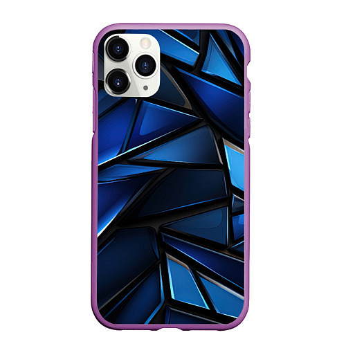 Чехол iPhone 11 Pro матовый Синие объемные геометрические объекты / 3D-Фиолетовый – фото 1